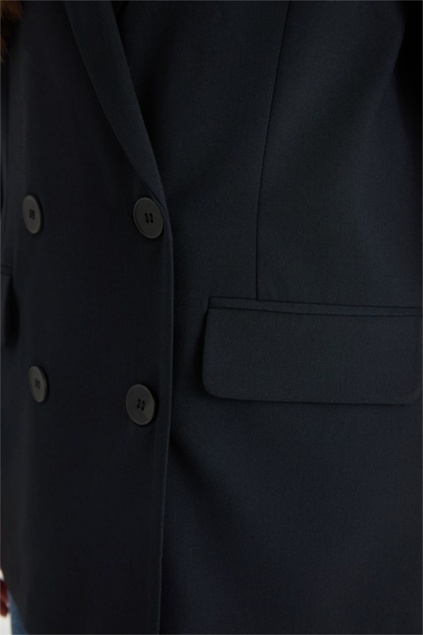 نساء كحلي سترة بليزر اوفر سايز بياخة جاكيت