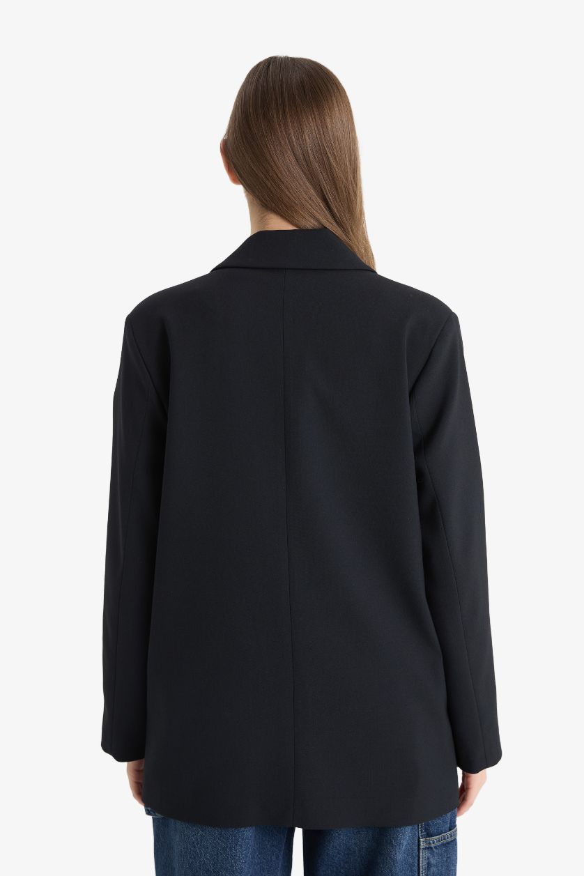 نساء كحلي سترة بليزر اوفر سايز بياخة جاكيت