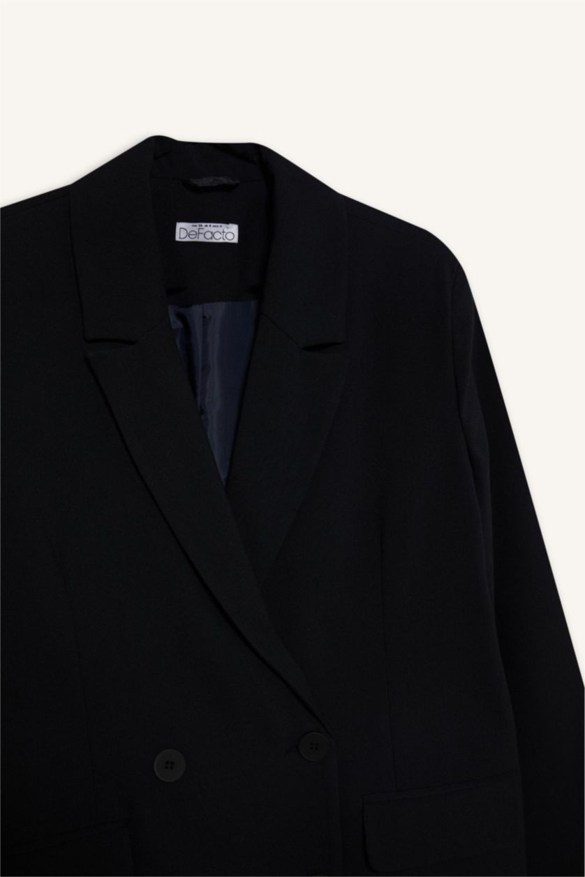 نساء كحلي سترة بليزر اوفر سايز بياخة جاكيت