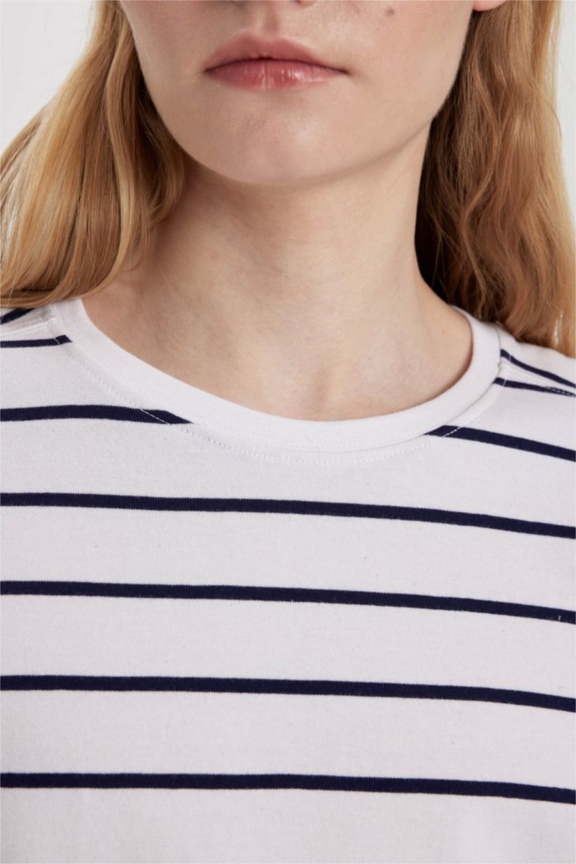 WOMAN NAVY Regular Fit Crew Neck Cotton Basic T-Shirt