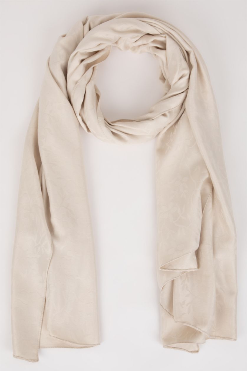 WOMAN Beige Woman Crepe Hijab Shawl