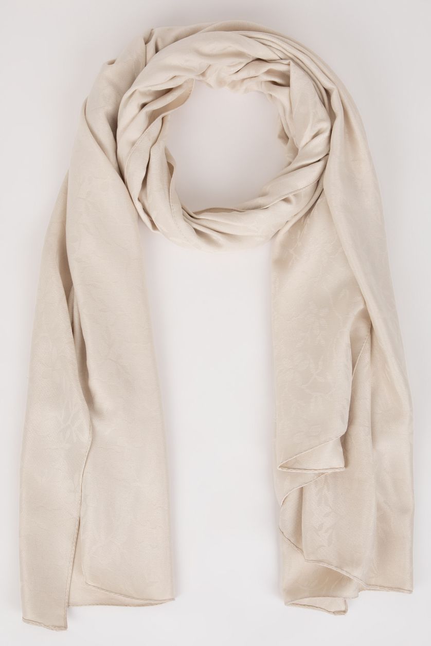 WOMAN Beige Woman Crepe Hijab Shawl