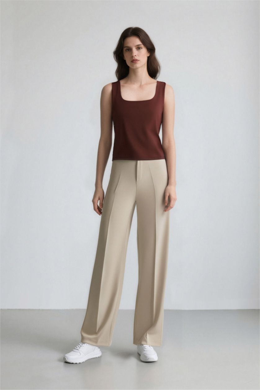 حريمي لون الأقرفة تانك توب بيزك سادة سليم فيت بياقة مدورة