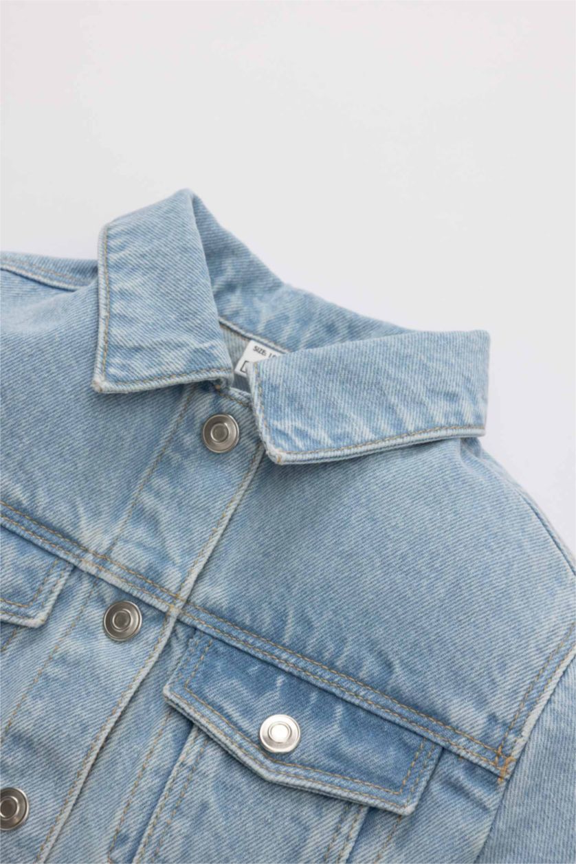 BABY GIRL Light Blue Regular Fit Mickey & Minnie Licensed Denim Jacket