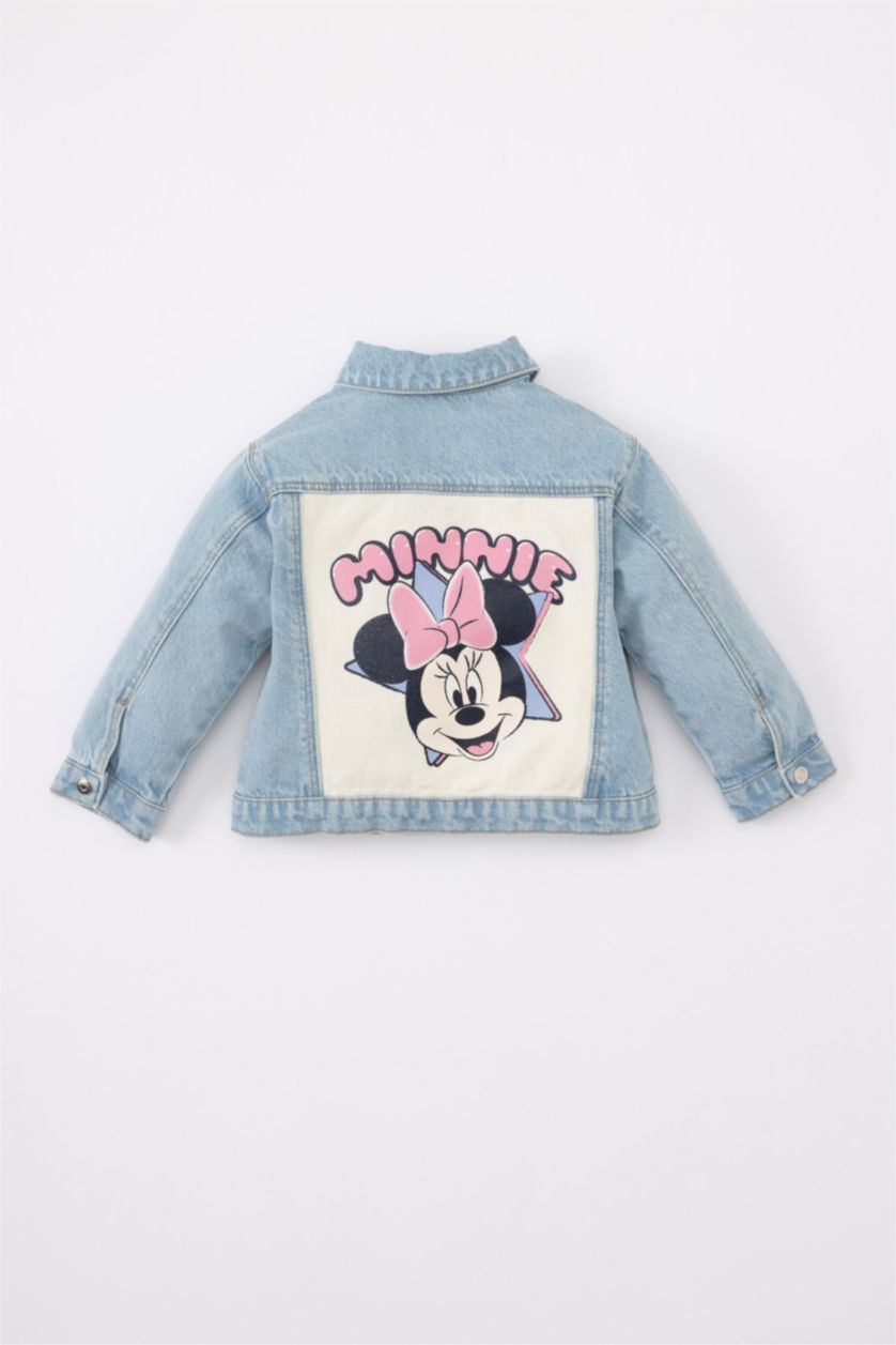 BABY GIRL Light Blue Regular Fit Mickey & Minnie Licensed Denim Jacket