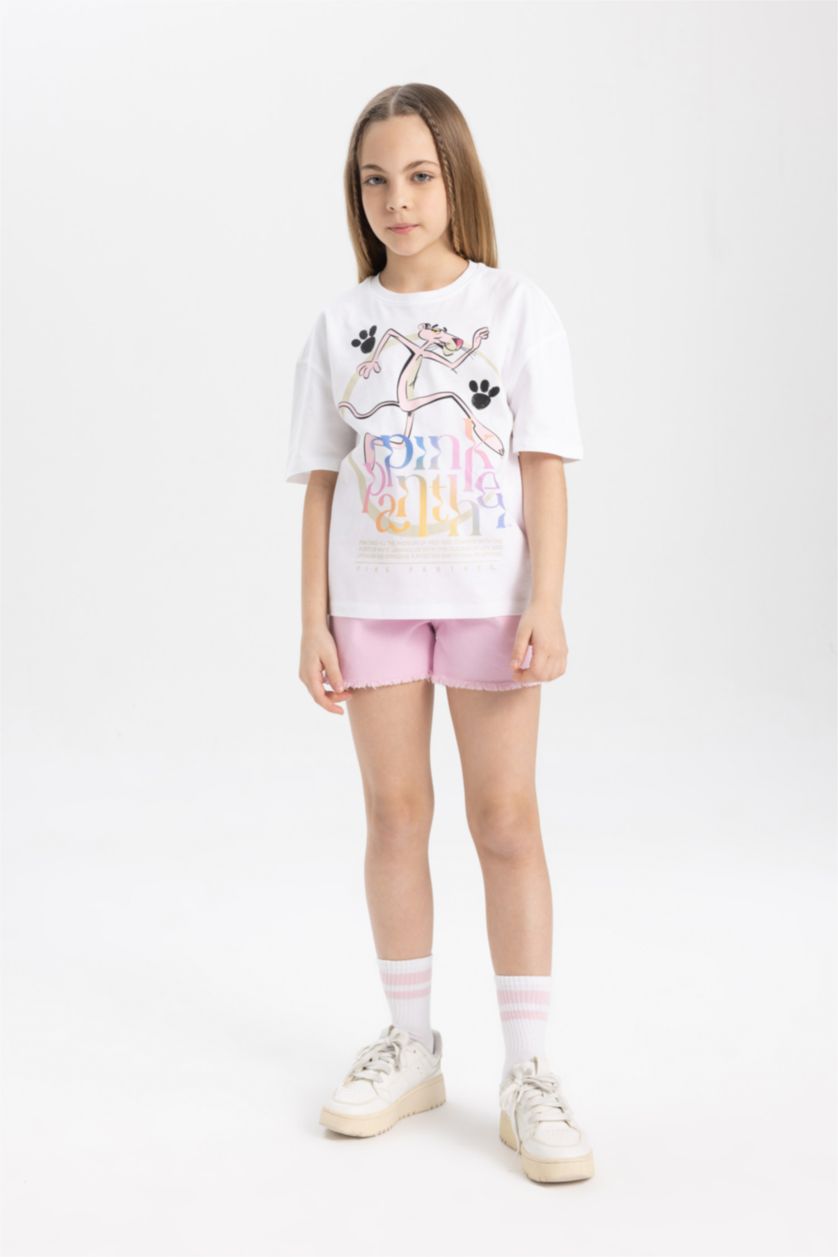 GIRLS & TEENS White Girl Pink Panther Oversize Fit Short Sleeve T-Shirt