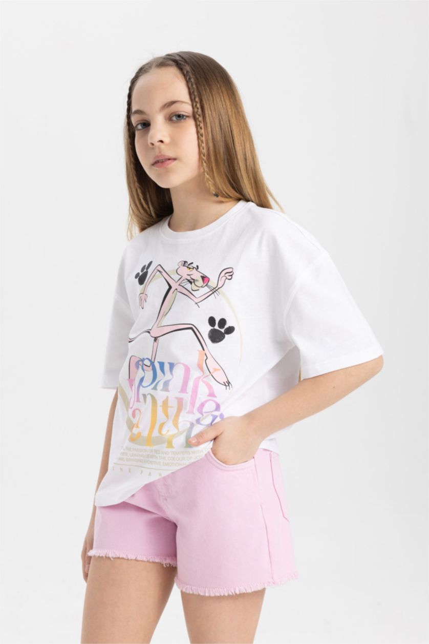 GIRLS & TEENS White Girl Pink Panther Oversize Fit Short Sleeve T-Shirt