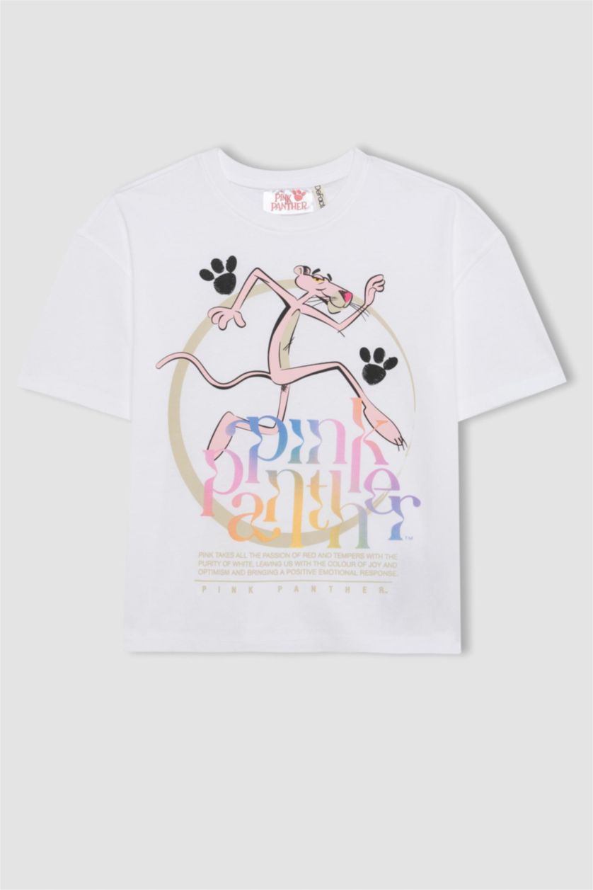 GIRLS & TEENS White Girl Pink Panther Oversize Fit Short Sleeve T-Shirt