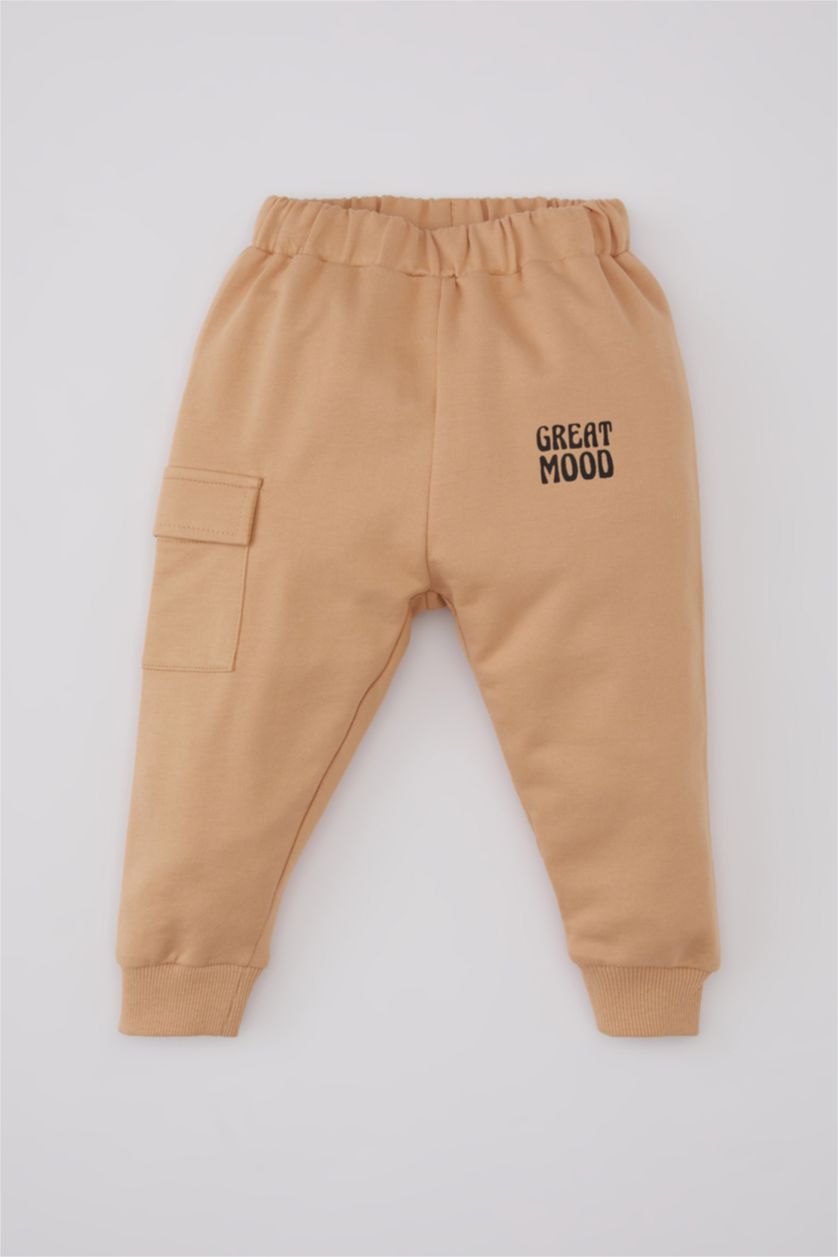 BÉBÉ GARÇON Beige Pantalon de Jogging Cargo avec Poches et imprimé Pour Bébé Garçon