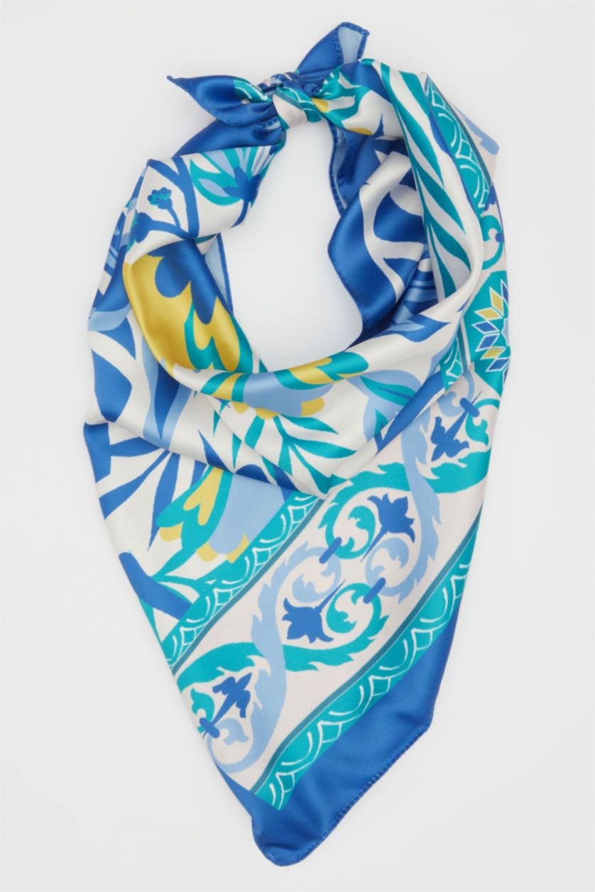 WOMAN Blue Woman Patterned Scarf