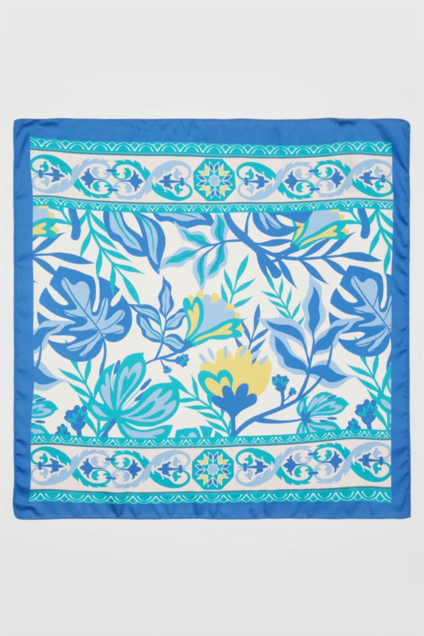 WOMAN Blue Woman Patterned Scarf