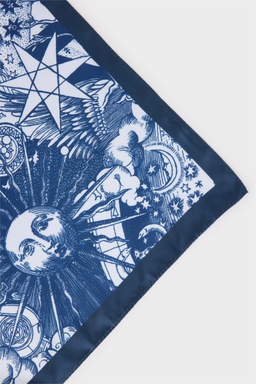 نساء أزرق فولار نسائي منقوش