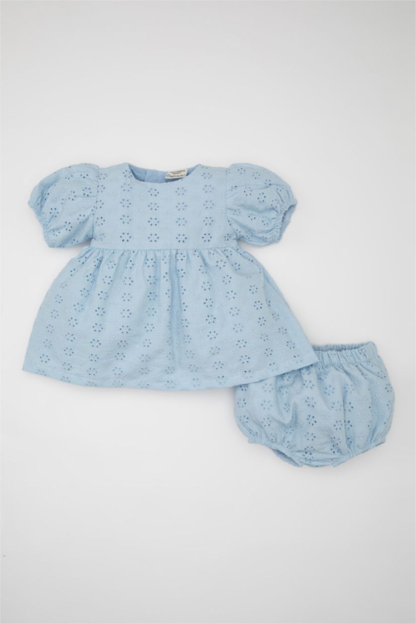 BABY GIRL Light Blue Baby Girl Embroidery Dress and Panty 2 Piece Set
