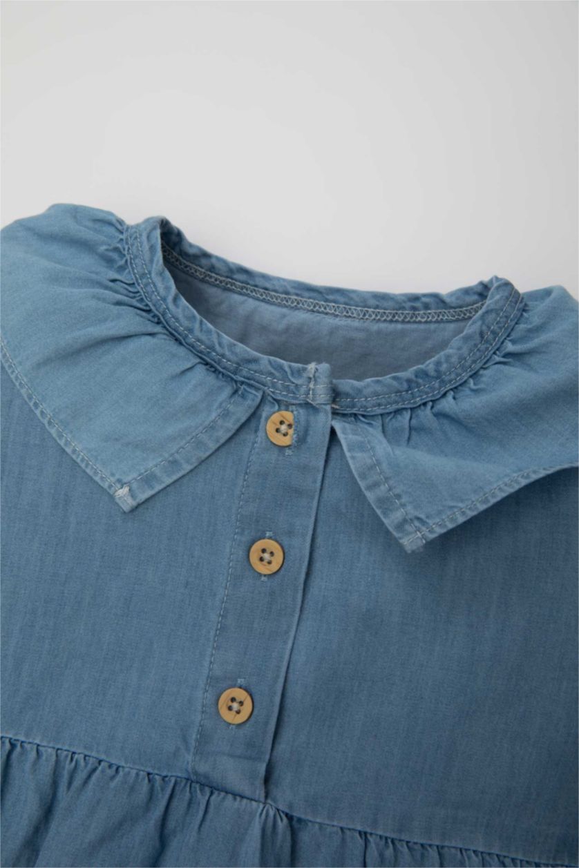 طفلة صغيرة أزرق فاتح طقم بيبي بناتي حديثي الولادة شرابات وجمبسوت جينز - قطعتين