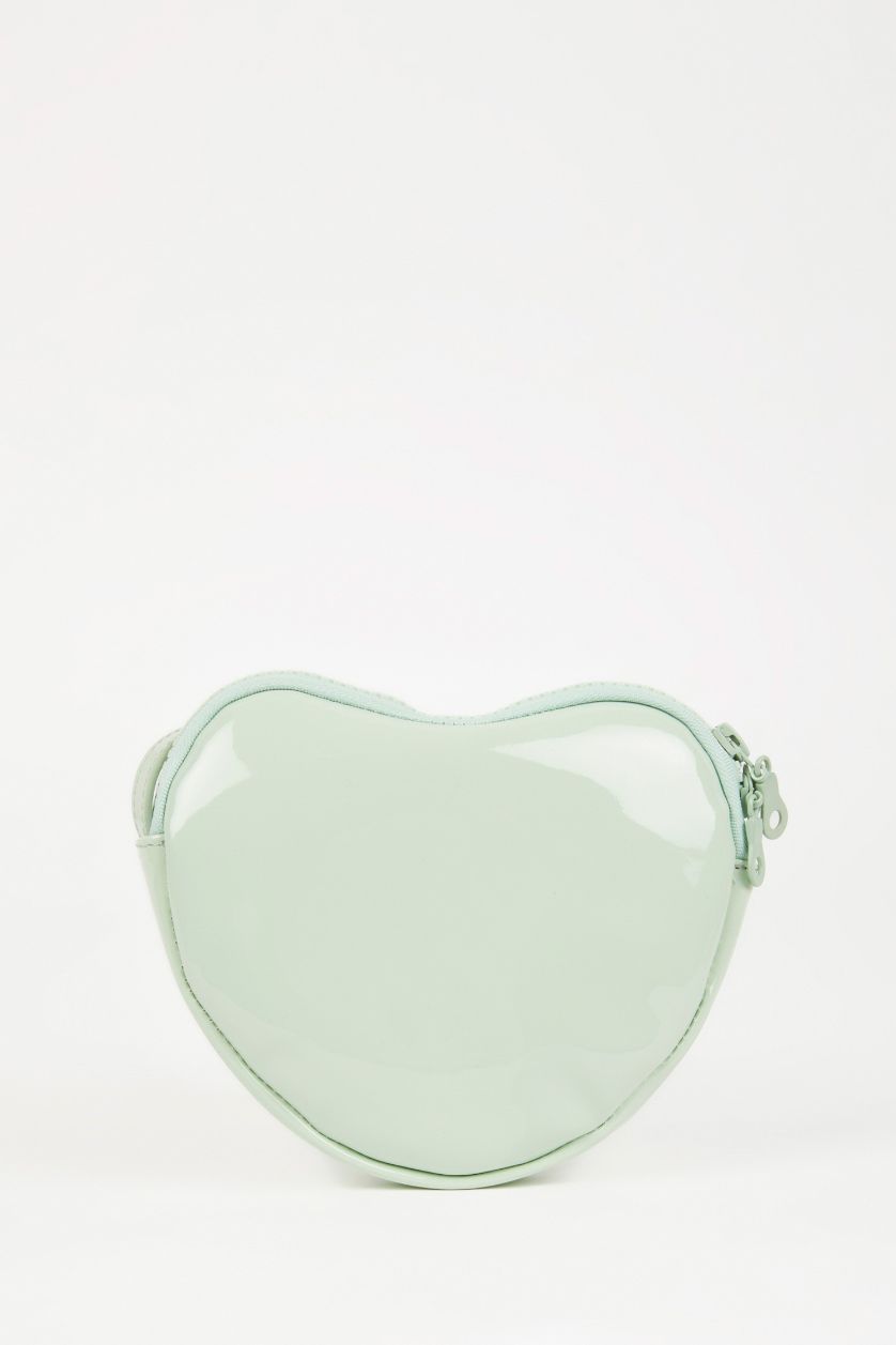 GIRLS & TEENS Mint Girl Shiny Faux Leather Heart Patterned Handbag