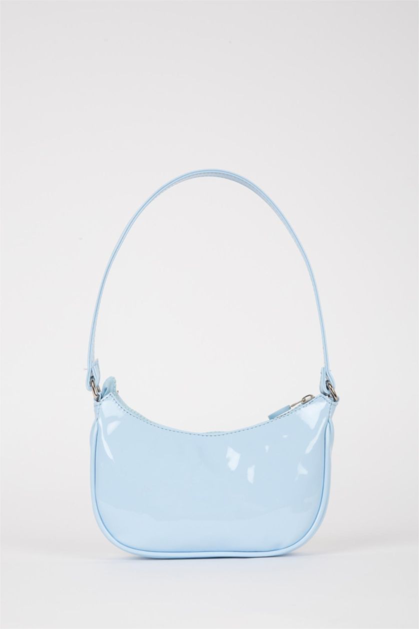 بناتي أزرق فاتح شنطة كروس بودي بناتي قماش لامع أزرق