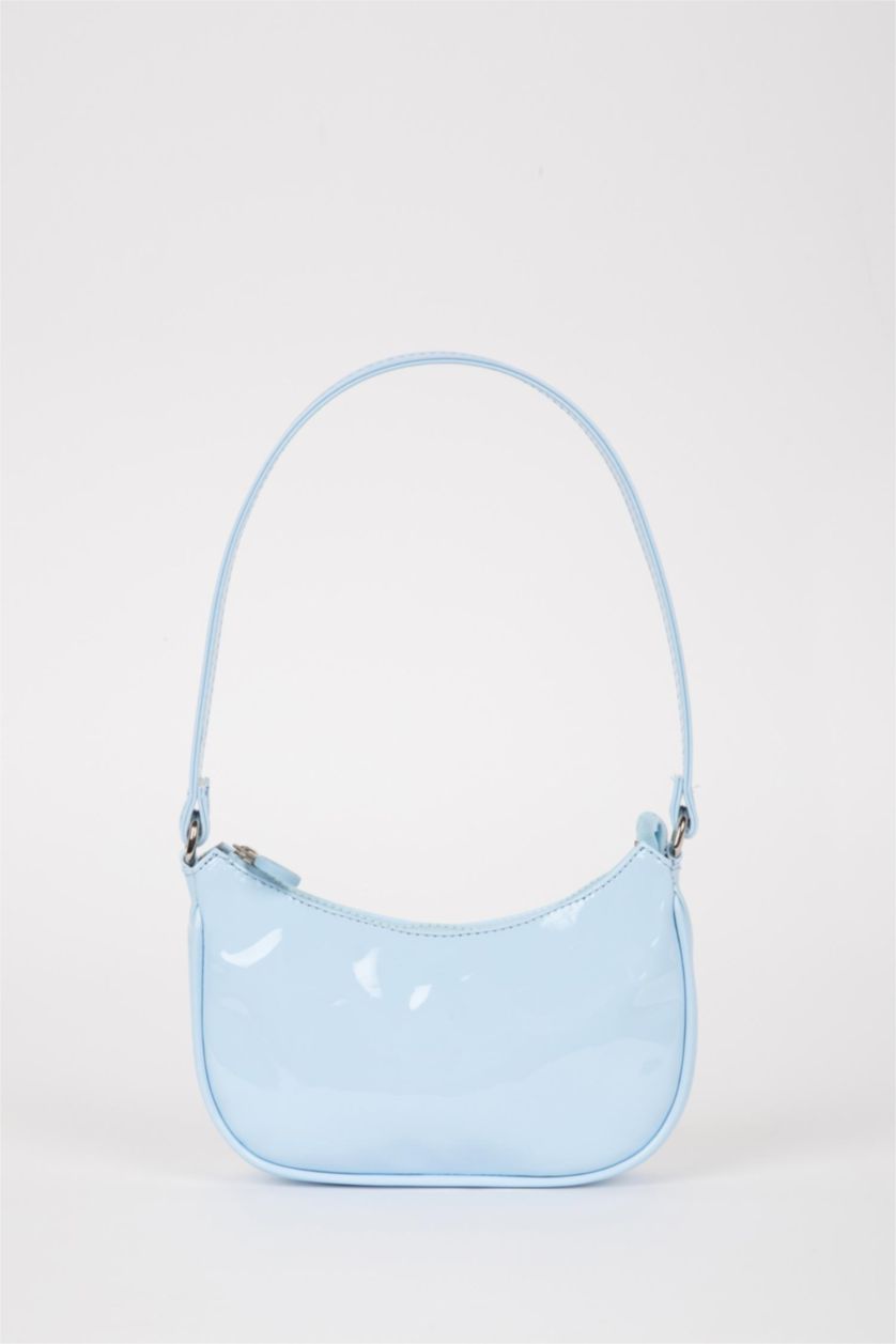 بناتي أزرق فاتح شنطة كروس بودي بناتي قماش لامع أزرق