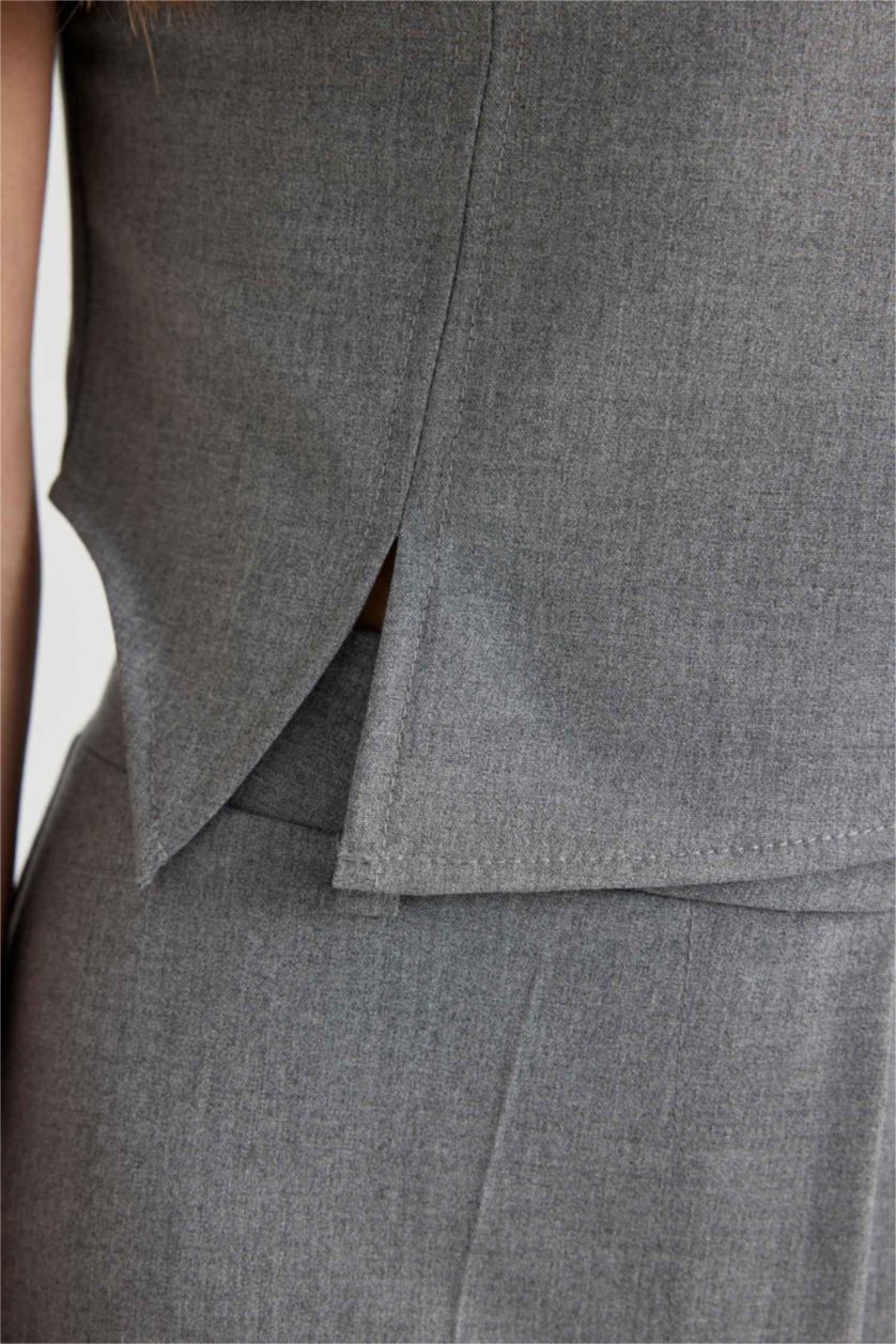 WOMAN Anthracite Melange Strapless Sleeveless Blouse