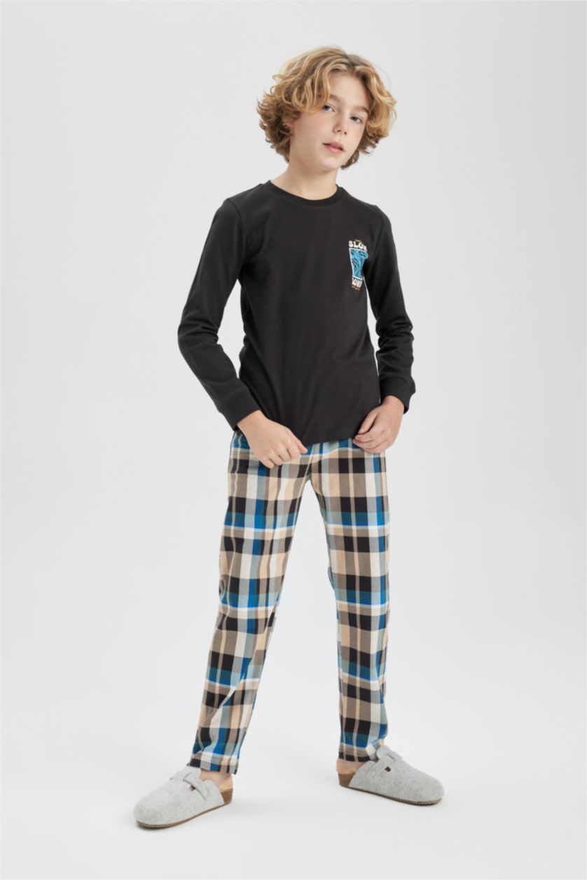 BOYS & TEENS Anthracite Boy Regular Fit 2 Piece Pajama Set