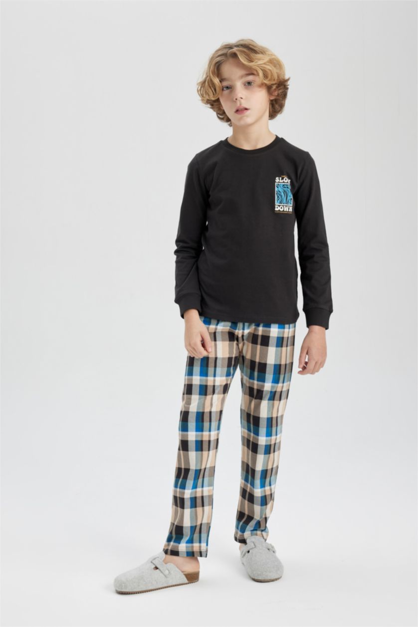 BOYS & TEENS Anthracite Boy Regular Fit 2 Piece Pajama Set