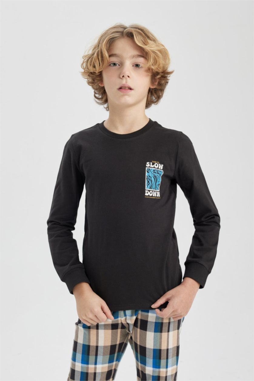 BOYS & TEENS Anthracite Boy Regular Fit 2 Piece Pajama Set