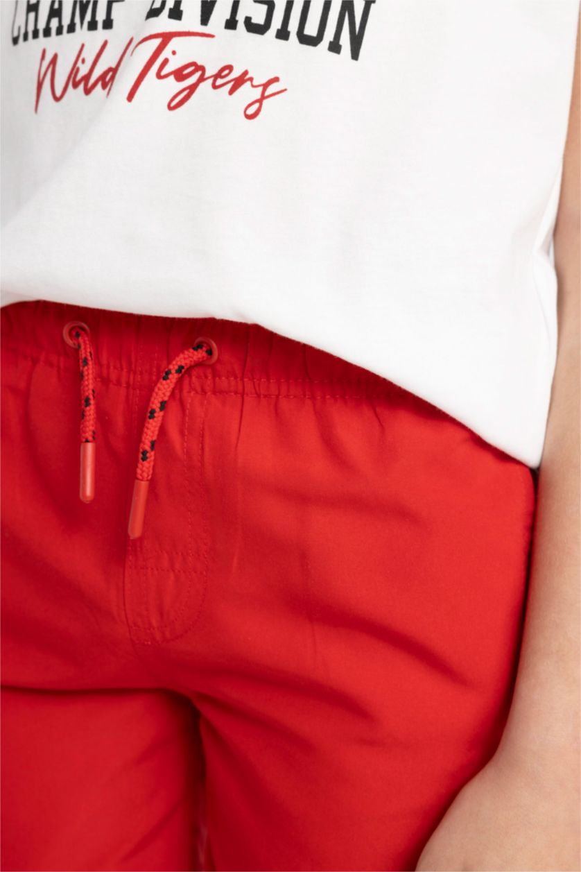 Erkek Çocuk - Genç Erkek Kırmızı Deniz Şortu Erkek Çocuk