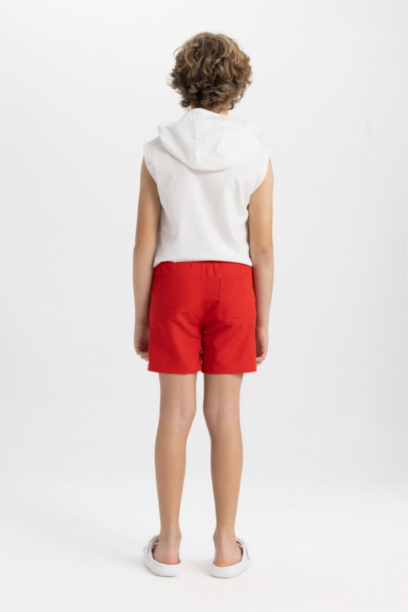 Erkek Çocuk - Genç Erkek Kırmızı Deniz Şortu Erkek Çocuk