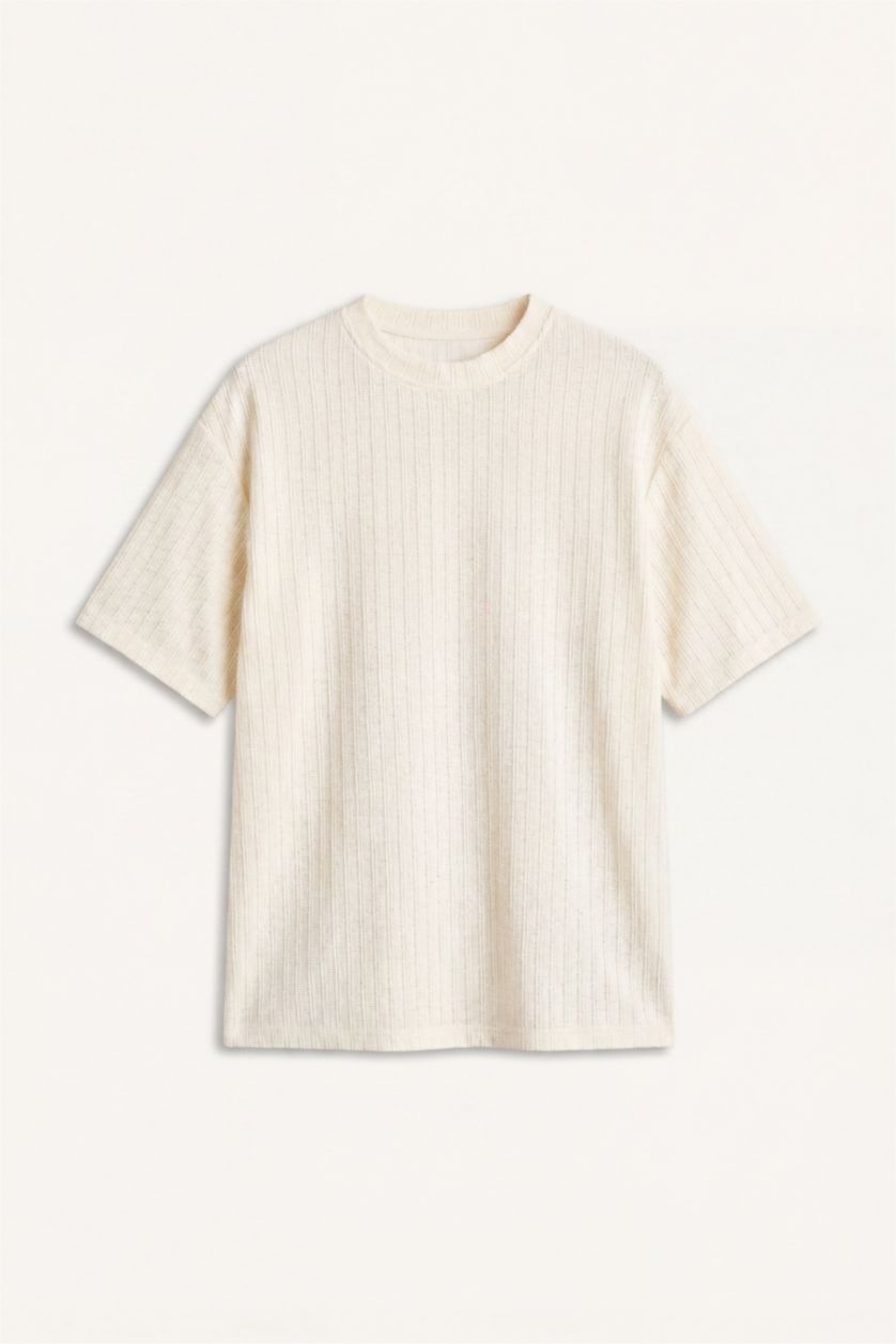 رجال بيج فاتح Boxy Fit Short Sleeve T-Shirt