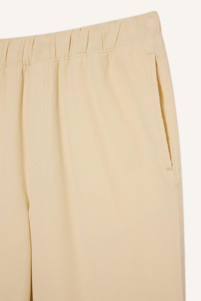 Man Beige Loose Comfortable Fit Wide Leg Summer Linen Trousers
