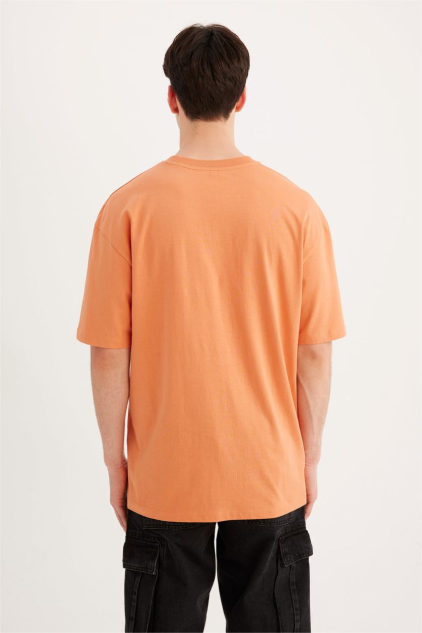 MAN Orange Boxy Fit Crew Neck Printed Short Sleeve T-Shirt