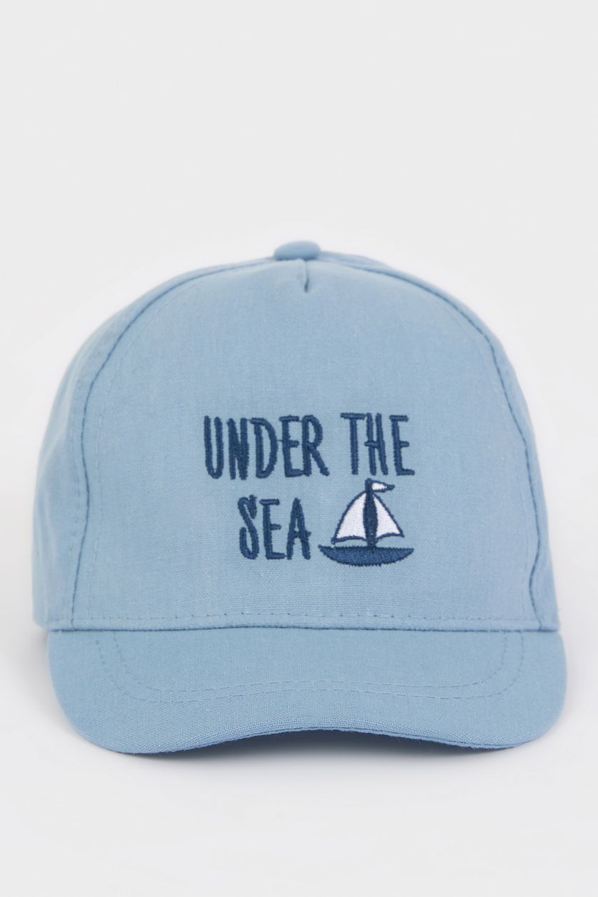 مولود ذكر اللون الملكي قبعة كاسكيت أولاد مطبوعة من مزيج الكتان