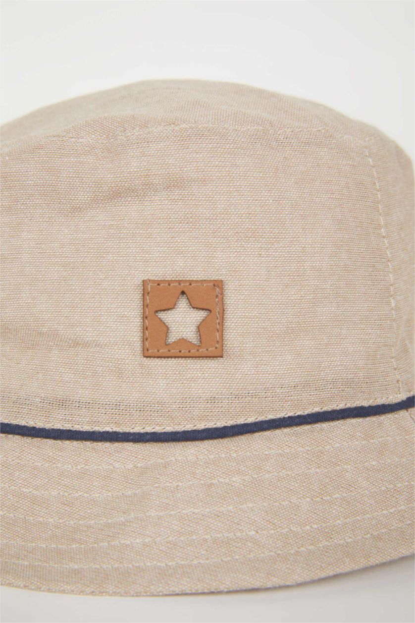 BABY BOY Stone Baby Boy Label Printed Linen Bucket Hat