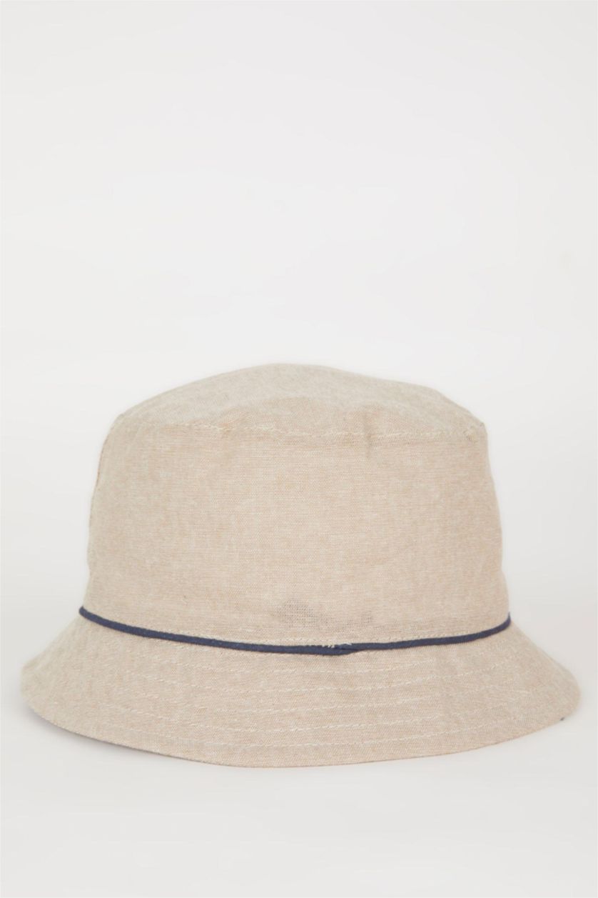 BABY BOY Stone Baby Boy Label Printed Linen Bucket Hat