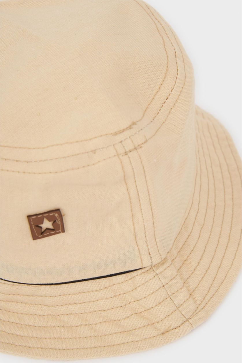 Erkek Bebek Taş Keten Karışımlı Baskılı Bucket  Şapka Erkek Bebek