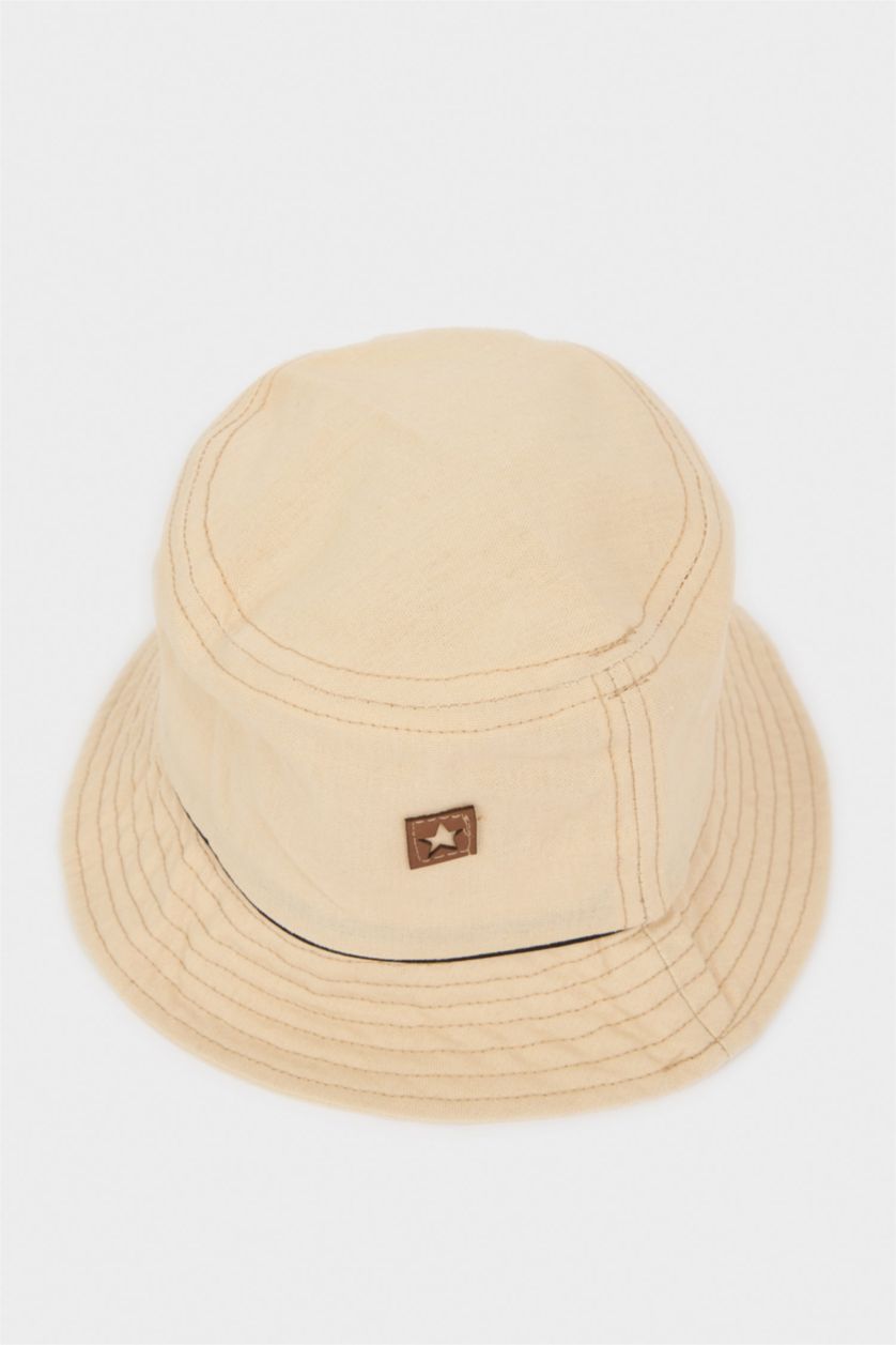 Erkek Bebek Taş Keten Karışımlı Baskılı Bucket  Şapka Erkek Bebek