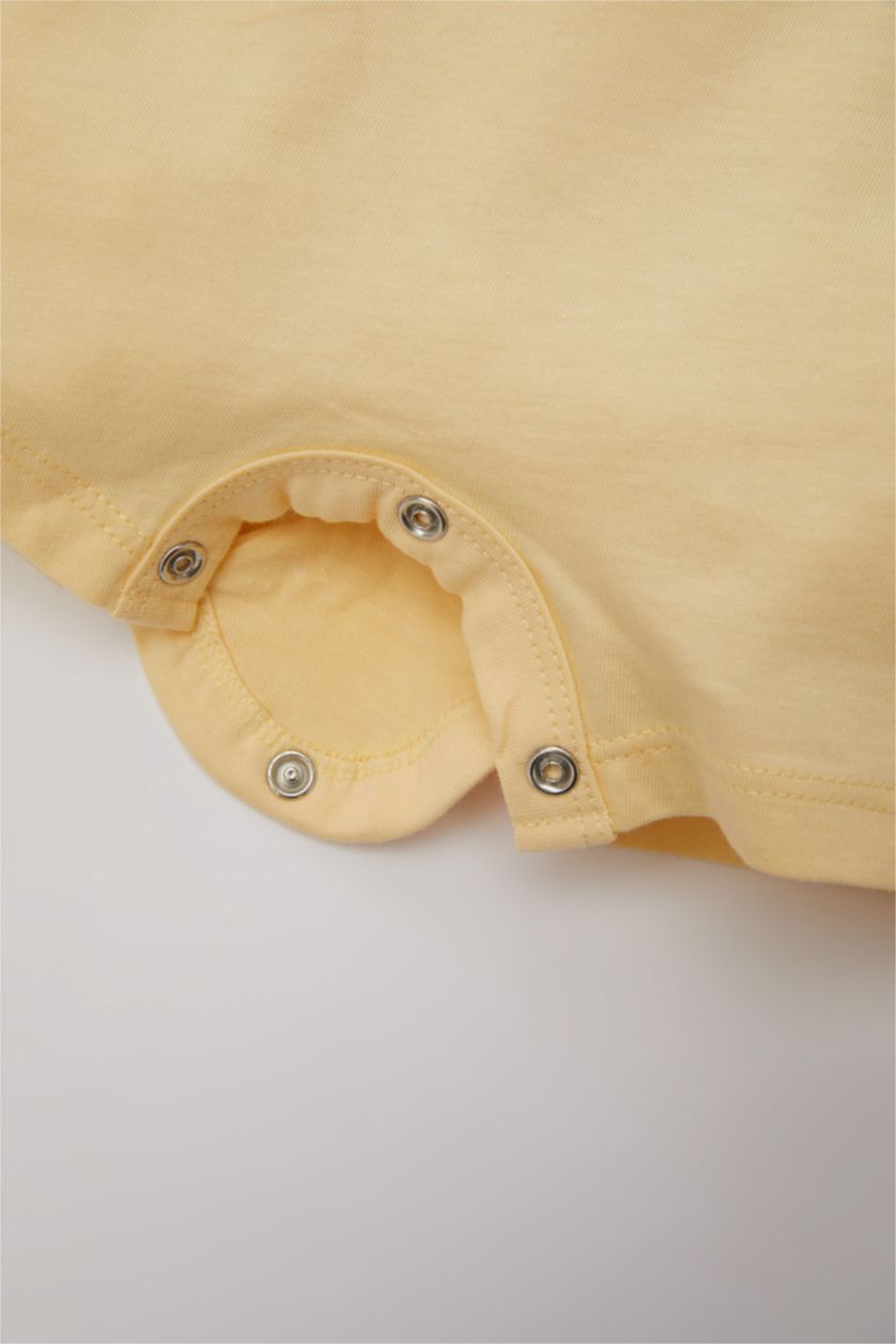 Erkek Bebek Bej Erkek Bebek Yenidoğan Disney Winnie The Pooh Penye Kısa Kollu Tulum