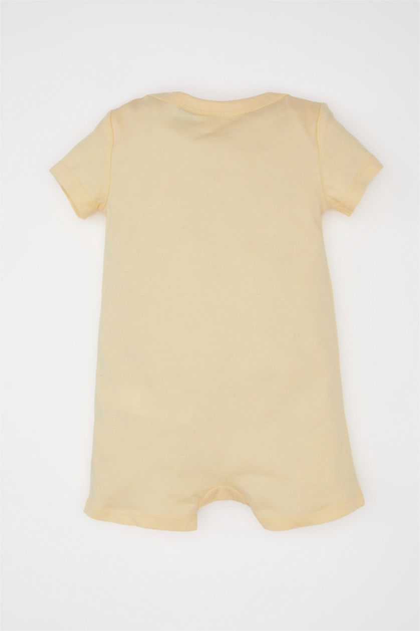 Erkek Bebek Bej Erkek Bebek Yenidoğan Disney Winnie The Pooh Penye Kısa Kollu Tulum