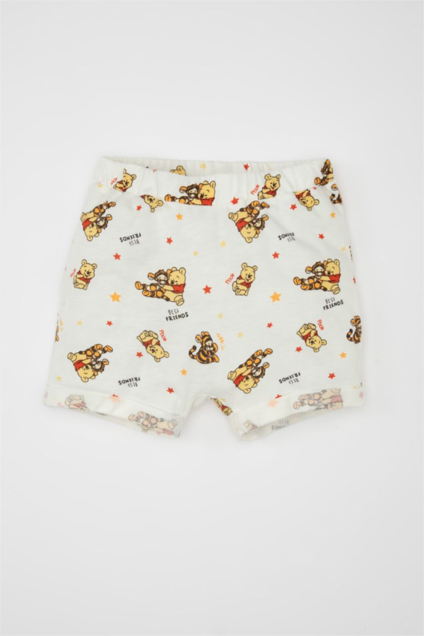 Erkek Bebek Bej Erkek Bebek 2'li Takım Disney Winnie The Pooh Penye Kısa Kollu Tişört Şort