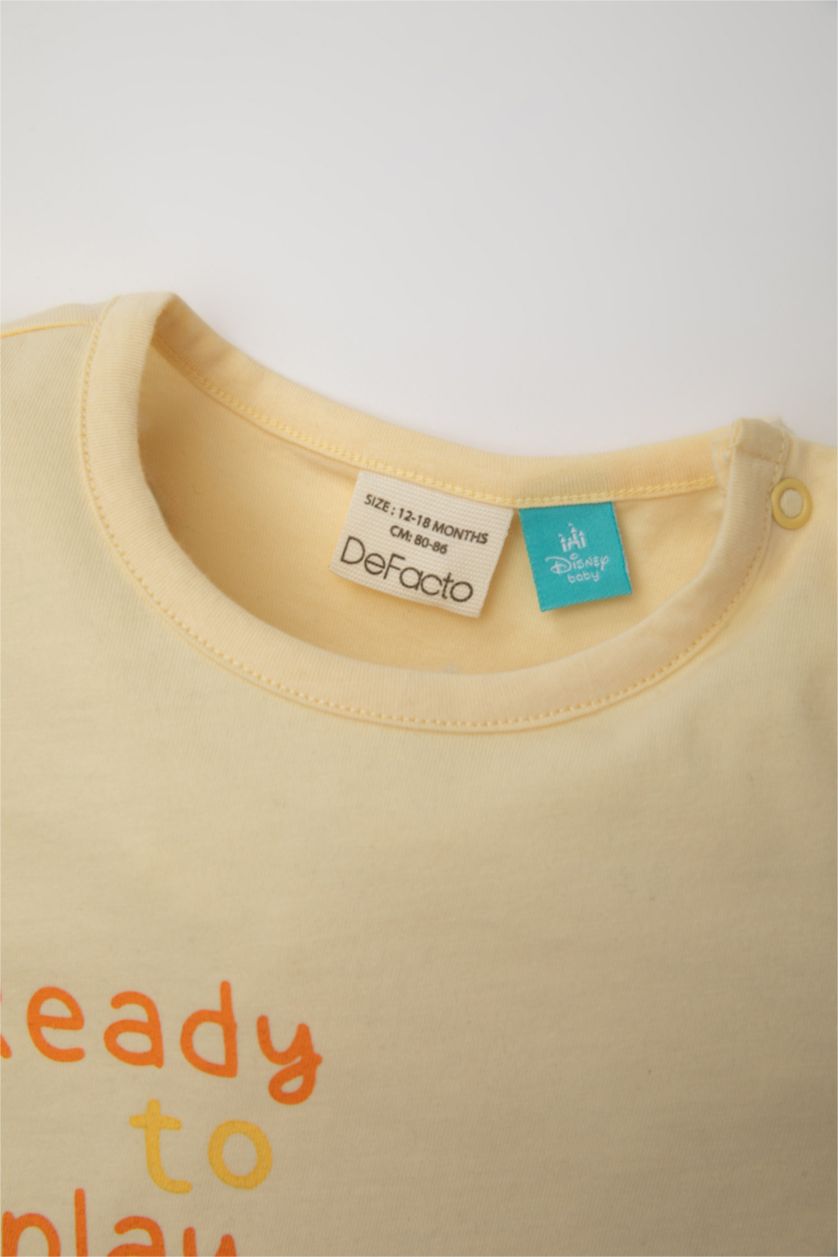 Erkek Bebek Bej Erkek Bebek 2'li Takım Disney Winnie The Pooh Penye Kısa Kollu Tişört Şort
