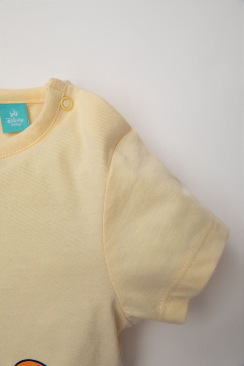 Erkek Bebek Bej Erkek Bebek 2'li Takım Disney Winnie The Pooh Penye Kısa Kollu Tişört Şort