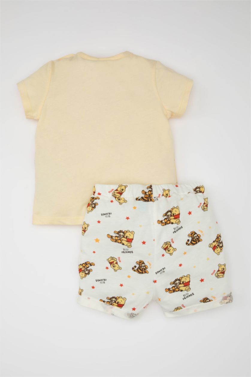 Erkek Bebek Bej Erkek Bebek 2'li Takım Disney Winnie The Pooh Penye Kısa Kollu Tişört Şort