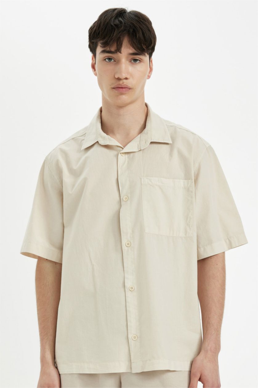 Man Sand Relax Fit Cotton Short Sleeve Shirt