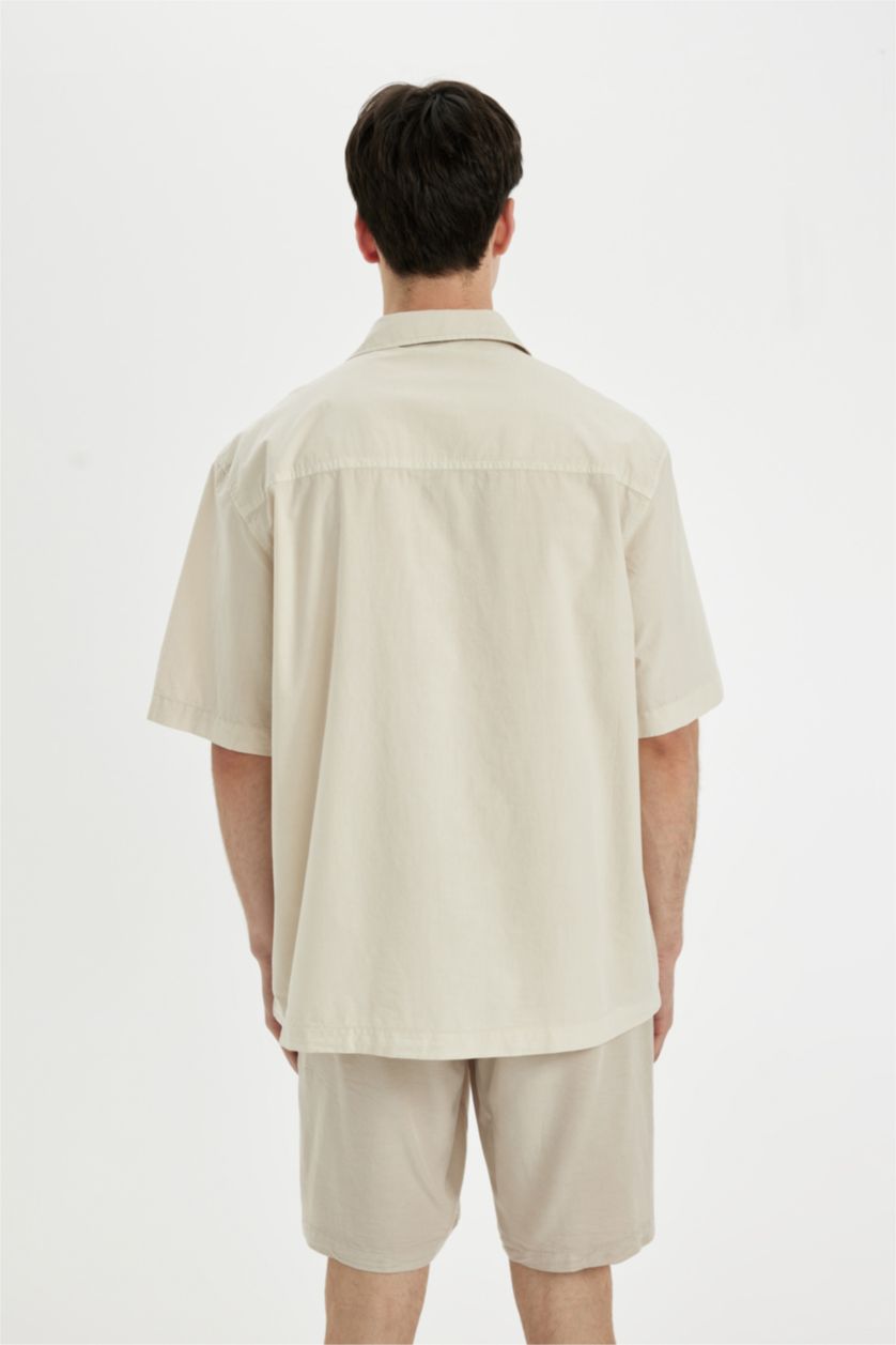 Man Sand Relax Fit Cotton Short Sleeve Shirt