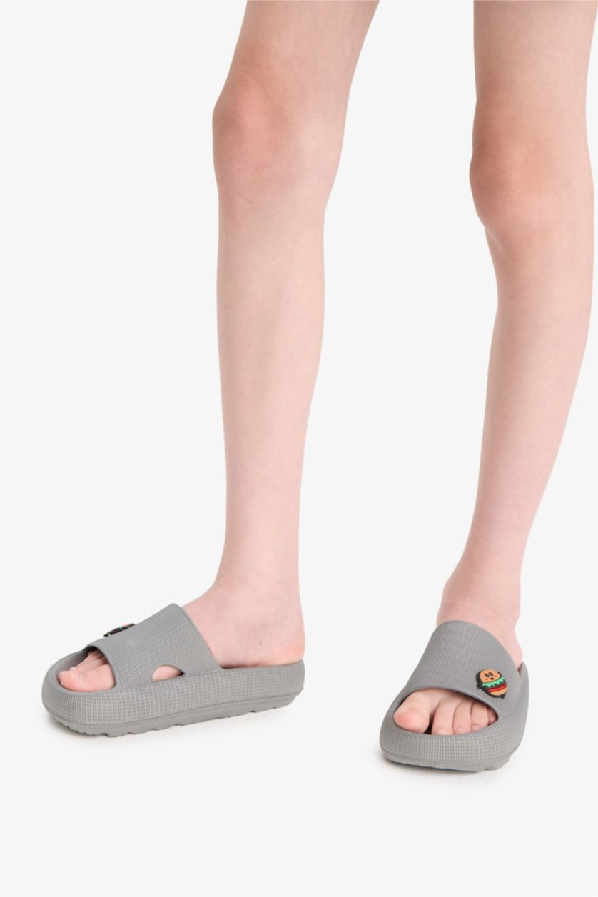 Erkek Çocuk - Genç Erkek Gri Tırtıklı Taban Eva Terlik Erkek Çocuk