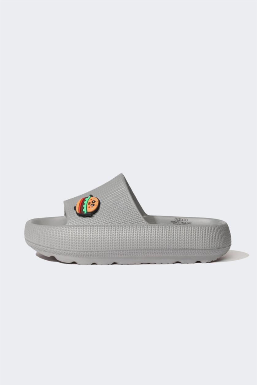 Erkek Çocuk - Genç Erkek Gri Tırtıklı Taban Eva Terlik Erkek Çocuk