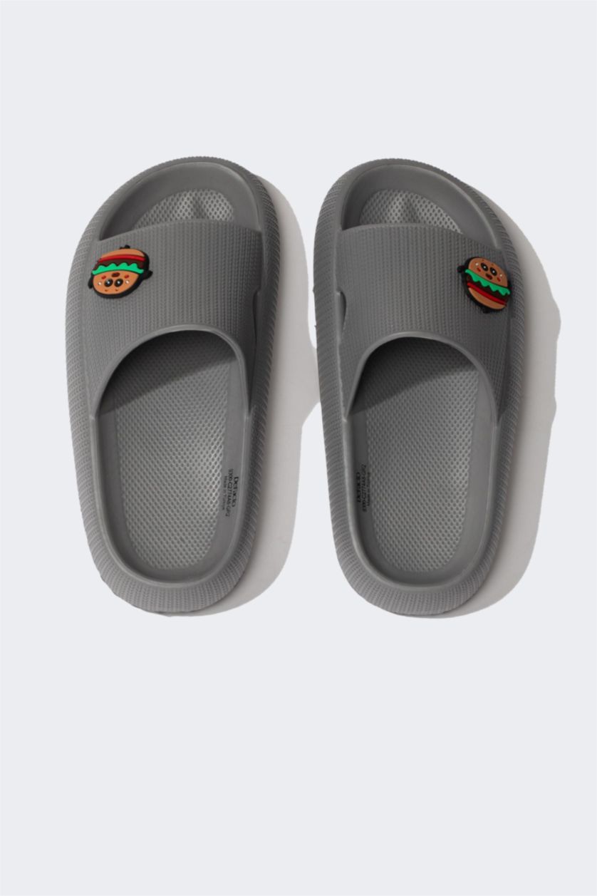 Erkek Çocuk - Genç Erkek Gri Tırtıklı Taban Eva Terlik Erkek Çocuk