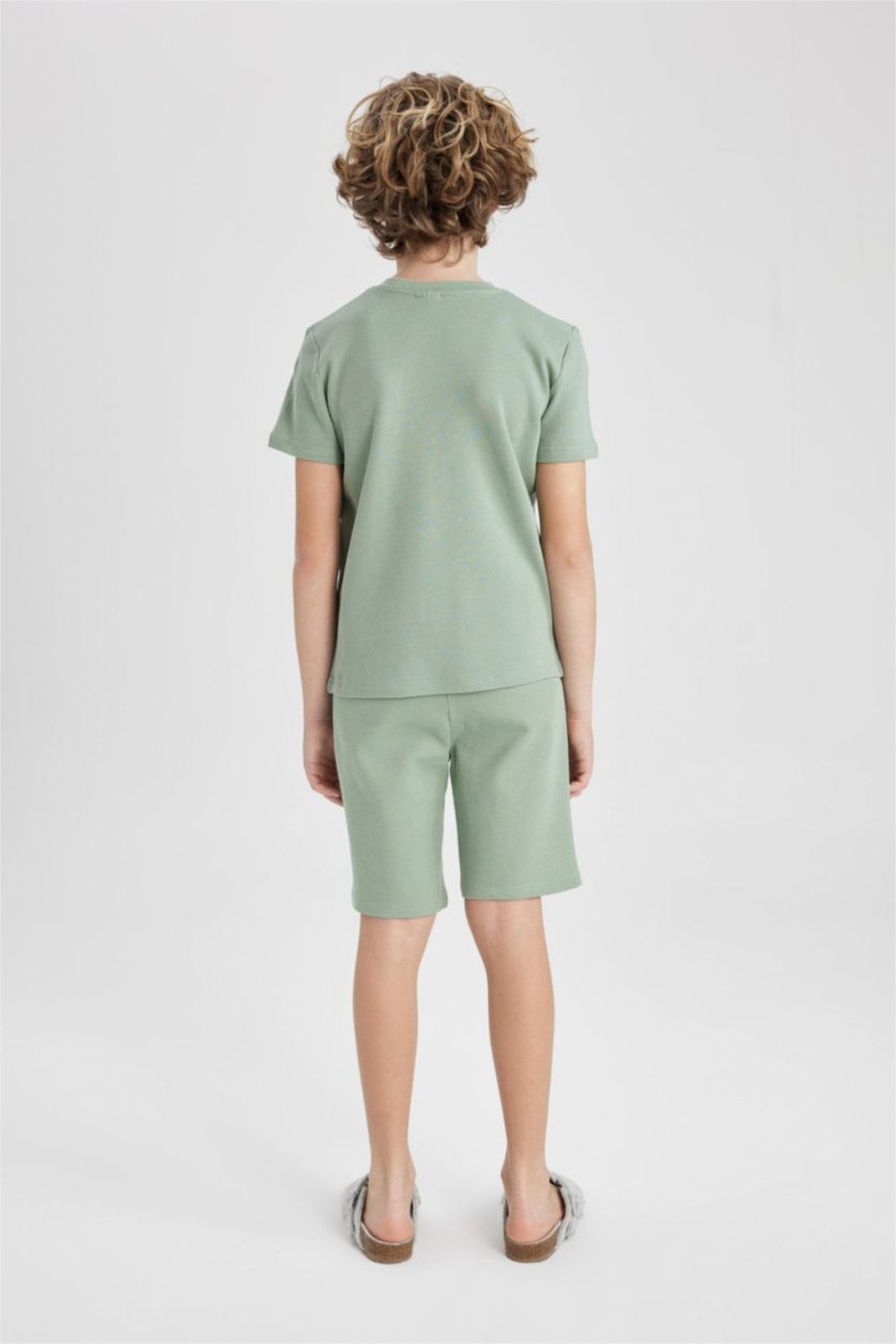 BOYS & TEENS Light Khaki طقم بيجاما وافل قصة عادية