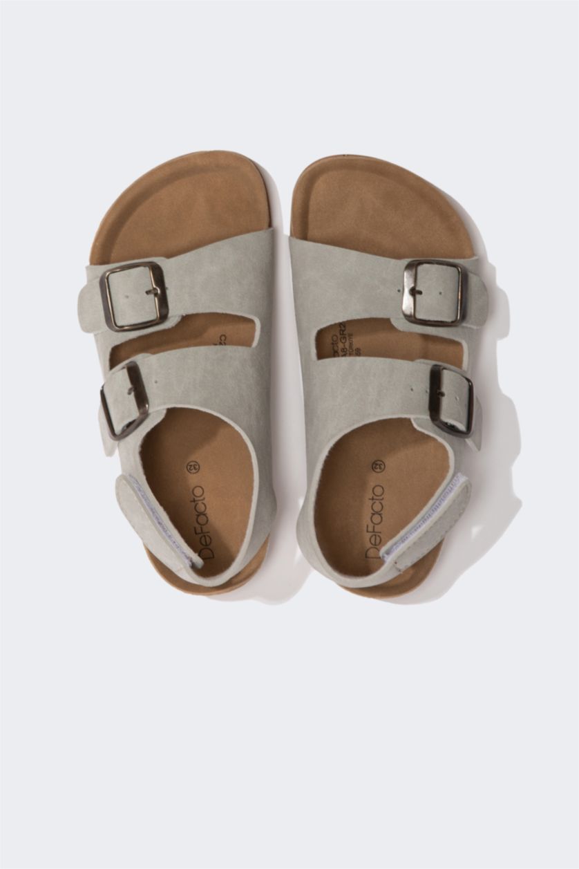 Boys & Teens Grey صندل ولادي بكعب مسطح