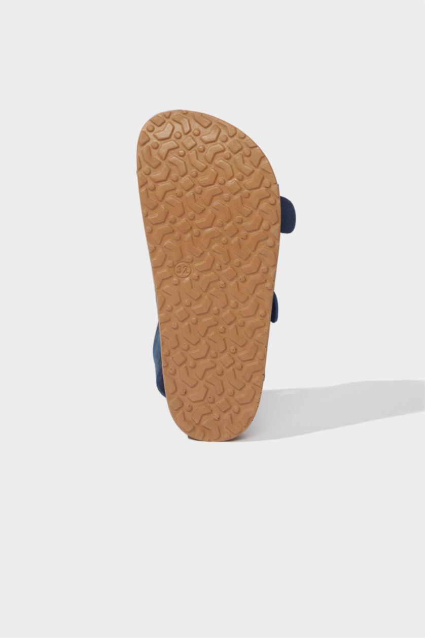 Erkek Çocuk - Genç Erkek Lacivert Cırt Cırtlı Düz Taban Sandalet Erkek Çocuk