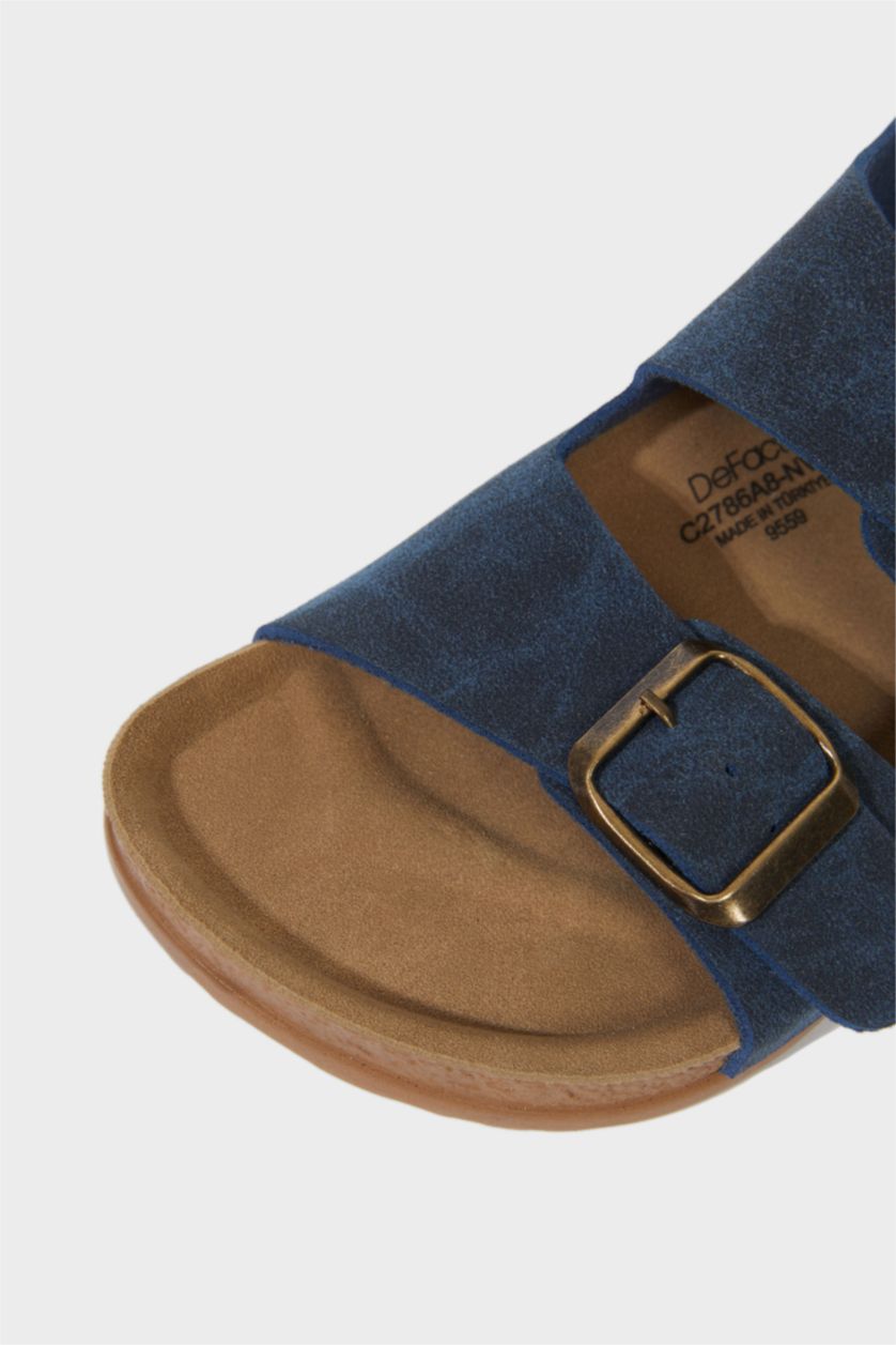 Erkek Çocuk - Genç Erkek Lacivert Cırt Cırtlı Düz Taban Sandalet Erkek Çocuk